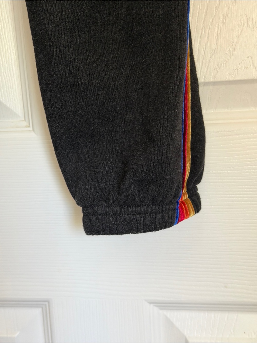 Aviator Nation joggers- grey with rainbow velour piping. Size L - Picture 5 of 7